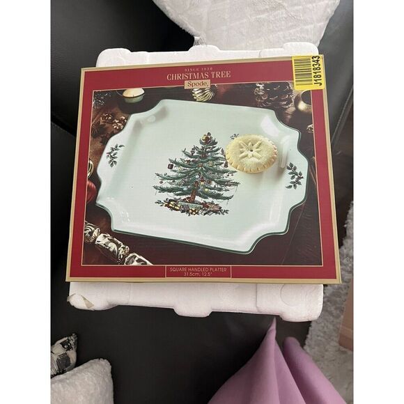 Spode Christmas Tree Square Handled Platter 12.5" - Picture 1 of 2